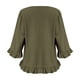 thumbnail image 5 of TaTaai Women's Casual Washed Wrinkle Solid Color Crew Neck 3/4 Sleeve Tops Soft Comfortable Fashion Pullover Blouses Versatile for Daily Home Office Gift, 5 of 5