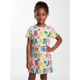 thumbnail image 4 of Girls Elastic Elegant Short Sleeve Sundress Comfort-Fit Crew Neck Casual Dress for Girls Age 5-13, 4 of 6