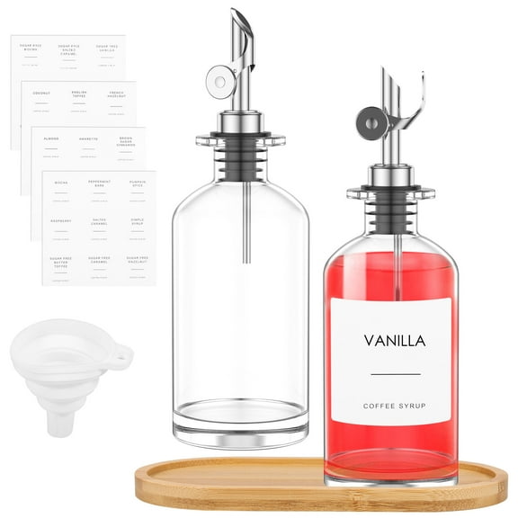 Olive Oil Dispenser Bottle with Funnel and Waterproof Label 350ml Cooking Oil Dispenser Bottle Practical Oil and Vinegar Dispenser Set Glass Oil Dispenser Bottle for Kitchens