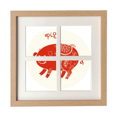 thumbnail image 1 of Year Of Pig Animal China Zodiac Red Frame Wall Tabletop Display 4 Openings Picture, 1 of 3