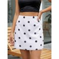 thumbnail image 3 of LMLYSoH Women Dot Print Mini Skirt Elastic Waist Short Bodycon Mesh Skirts for Daily Office Party, 3 of 9