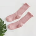 thumbnail image 3 of Yoetaun Cute Ruffle Ankle Socks for Women Cotton Soft Solid Color Ribbed Knit Lettuce Edge Low Cut Middle Tube Frilly Crew Socks Wine Red(1 pair), 3 of 9