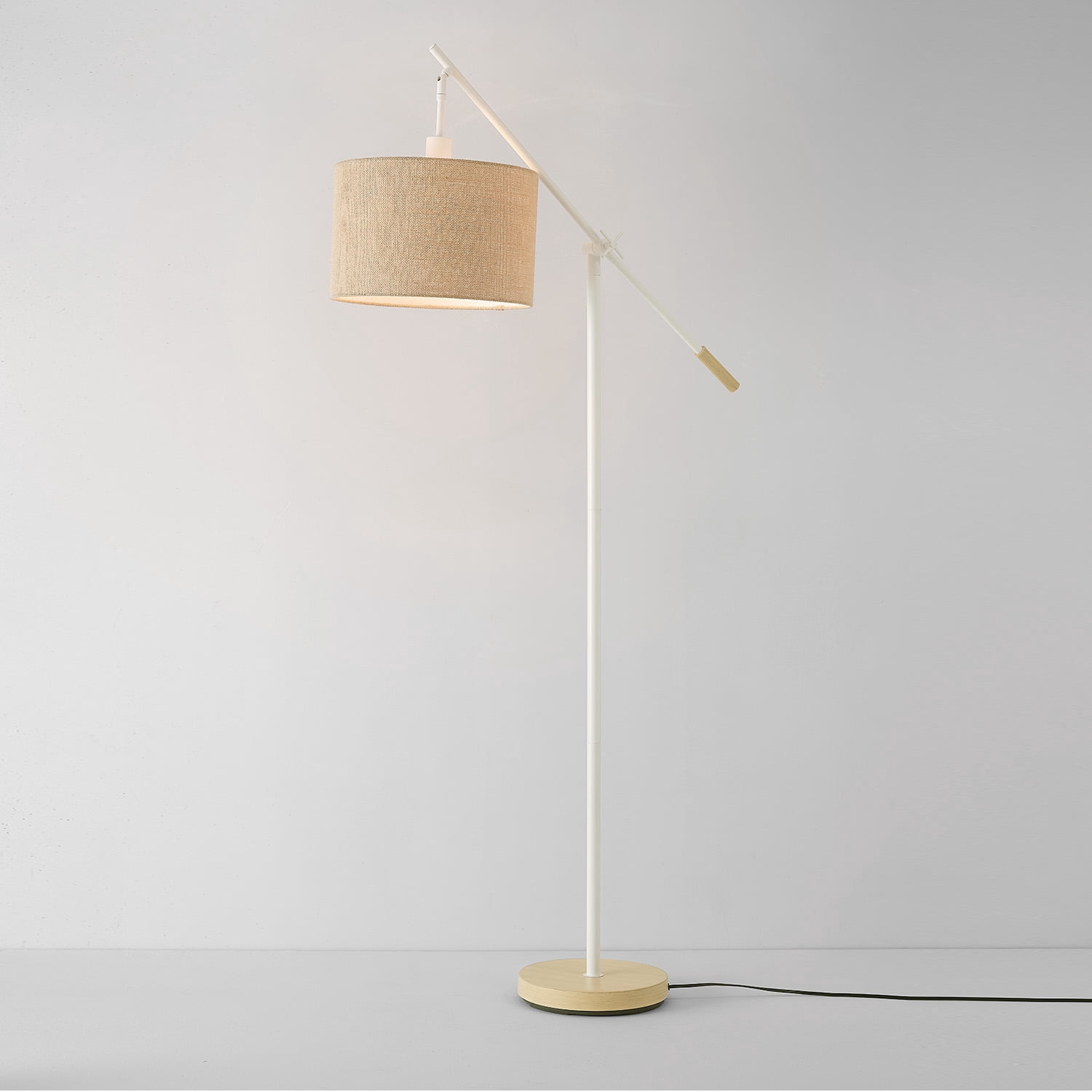 Globe Electric Serena 66" Matte White Dimmable Floor Lamp with Jute Shade, 91004429