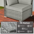 thumbnail image 4 of Ovios 9 Pieces Patio Fire Pit Set Outdoor Rattan Sectional Sofa Conversation Set with Swivel Rocking Chairs and Side Table,Dark Gray, 4 of 8