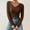 Coffee, variant on Women Autumn And Winter V Neck Casual Knitted Long Sleeved Pullover Thermal Top Warm Underwear For Women White One Size