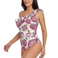 thumbnail image 2 of Wukai Rose Flowers Chic One Shoulder Swimwear with Ruffle Design and Tummy Control Skirt: Fashionable, Supportive, Comfortable for Beach-Large, 2 of 7