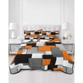 thumbnail image 2 of Quilts Queen Size Bedding Set, Burnt Orange Black Geometric Reversible Summer Quilt 3 Pieces, Modern Abstract Art Block Lightweight Bedspreads Coverlets with 2 Pillow Shams for All Seasons, 2 of 5
