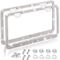 thumbnail image 1 of Marcos de matrícula brillantes para mujeres y hombres, paquete de 2 cubiertas de matrícula de diamante brillante, soporte de marco de matrícula de coche con diamantes de imitación brillantes, marcos d JFHHH pequeña, 1 of 5