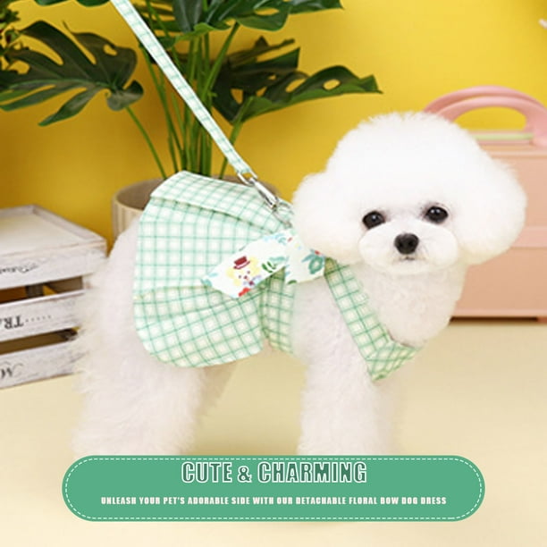 Disfraz Para Perros Pequeños Vestido Para Perras Con Lazo Y Arnés
