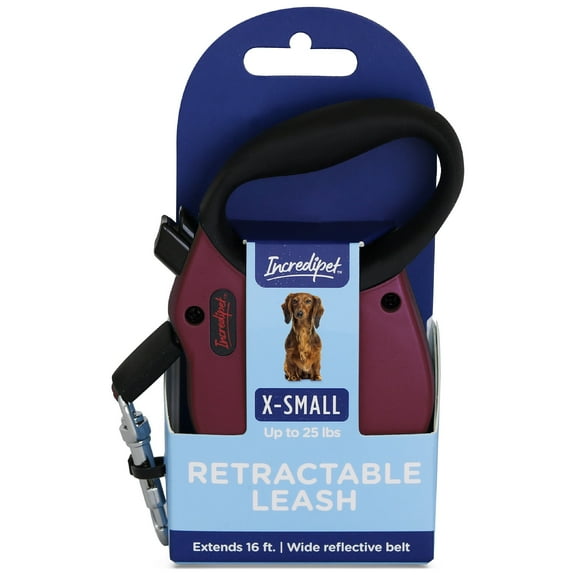 Incredipet Reflective Retractable Red Leash for Extra Small Dogs