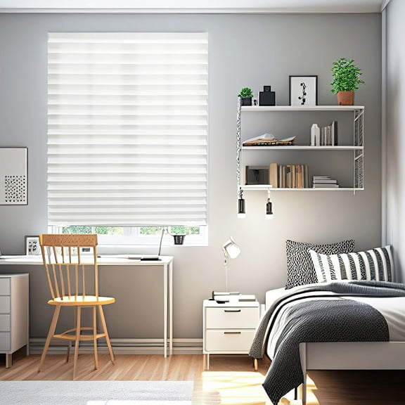 Regal Estate No Tool 4-Pack Light Filtering Pleated Shade, White - 36" W x 72" L