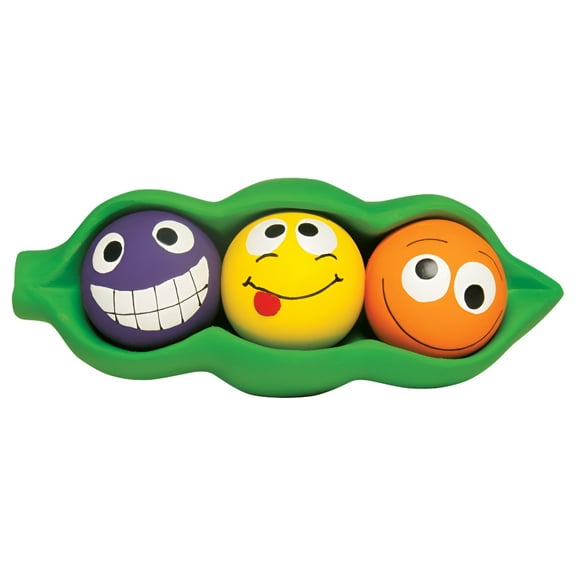 Multipet Three Peas in a Pod Latex 4-1 Dog Toy with Squeaker Balls inside Squeaker Pod, 7.5"