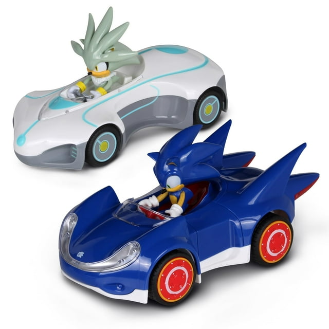 Pull-Back Racers NKOK Sonic The Hedgehog Silver & Sonic, paquete de 2