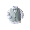 thumbnail image 3 of TiaoBug Baby Boys Gentleman Suit Long Sleeve Dress Shirt Tuxedo Vest Top Pants Birthday Party Formal Wear Light Green 5-6, 3 of 7