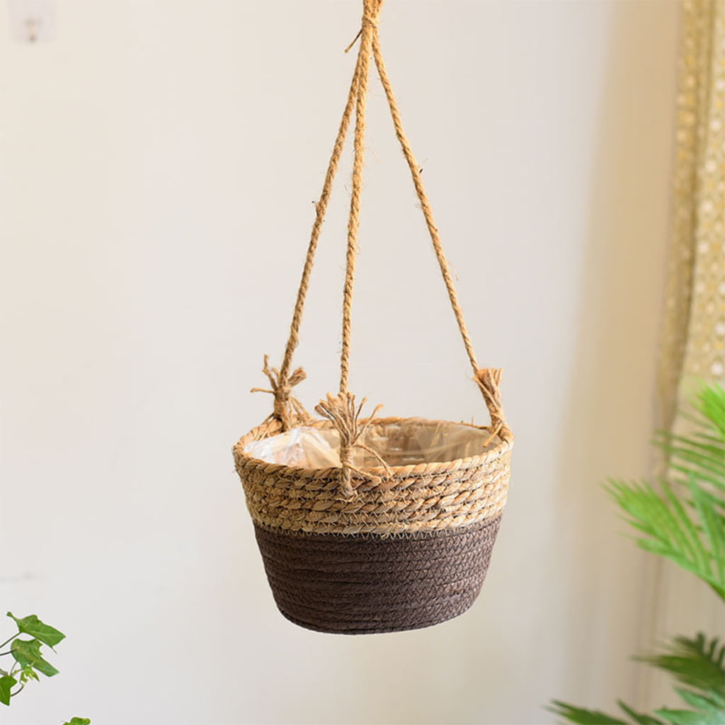 Graden Basket Rope Hanging Planter Flower Plant Pot  Woven Plant Storage Basket 