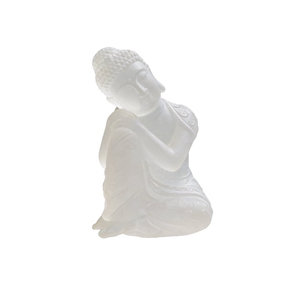 White Sitting Buddha Statue, Resin Figurine, 5.9in Tall, Zen Meditation Decor for Home