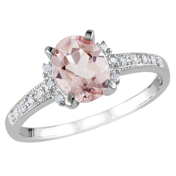 1.14 Carat (ctw) Morganite Ring with Diamonds in Sterling Silver
