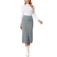 thumbnail image 2 of Faldas de lápiz de punto para mujer INSPIRE CHIC, elásticas, de cintura alta, ajustadas y casuales, falda midi de suéter S gris, 2 of 6