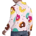 thumbnail image 6 of Picia Donut Pattern Casual Men's Hoodie - Lightweight Hooded Sweatshirt with Kangaroo Pocket, Comfortable Pullover for Everyday, Travel-Small, 6 of 7