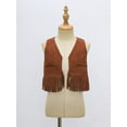 thumbnail image 3 of Zaldita Baby Unisex Cowboy Vest Sleeveless Fringed Open Front Cowgirl Waistcoat for Halloween Brown 18-24M, 3 of 7