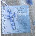 thumbnail image 4 of First Communion Gift for Boy - Handmade in USA Blue Mosaic Glass Cross with Sentiment, 4 of 10