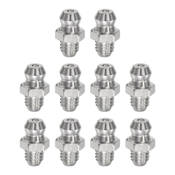 304 Inoxidable Acero Recto Grasera M6 x 1mm Rosca Hidráulico Engrasador Accesorios, 10 Piezas