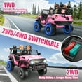 thumbnail image 3 of VIBESPARK 24V 2 Seater Ride on Car, 2WD/4WD Switchable Car Truck with Remote Control, Powered 4 x 200W Motors Ride on Toys for Kids, Colorful LED Head Lights, Bluetooth, MP3ink, Pink, 3 of 11