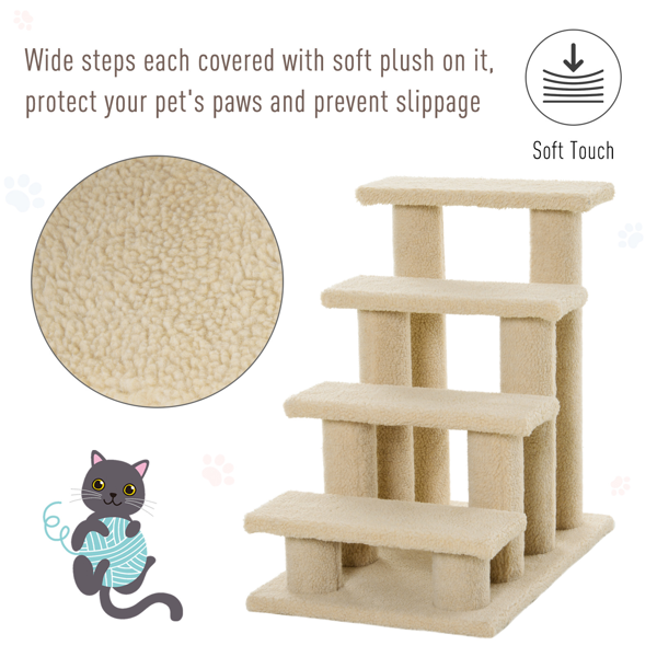 4-Step Cat Scratching Post Steps - 8 Scratch Posts, Berber Fleece & Particle Board, 44lbs Capacity, Portable for Cats