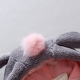 thumbnail image 3 of SILVERCELL Winter Long Hooded Jacket with Rabbit Ear for Girls Button Solid Color Plush Thick Coat for 9M-4T Infant Toddler, 3 of 7