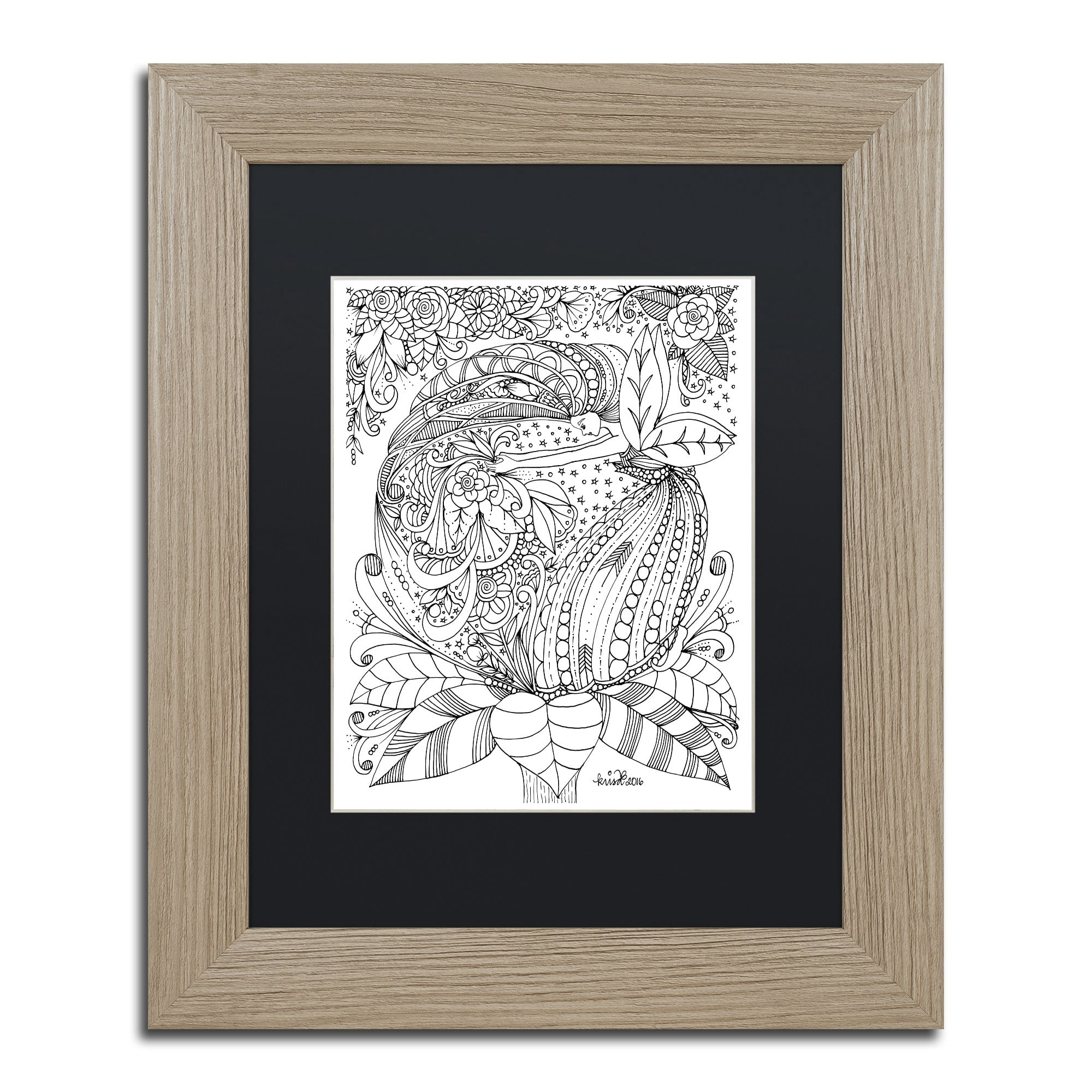 Trademark Fine Art "Fairies and Woodland Creatures 16" Canvas Art by KCDoodleArt Black Matte, Birch Frame