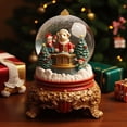 thumbnail image 2 of Caja de música Snow Globe Christmas Bear con Papá Noel y árboles, 2 of 3