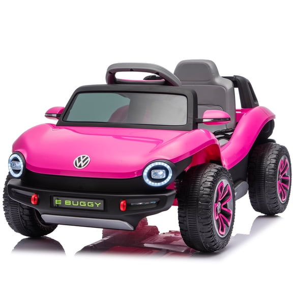 12V Ride on Cars, Licensed Volkswagen Beetle Powered Ride on Toys with Remote Control, Bluetooth, USB Port, Music, 4 Wheel Suspension, Rear Storage, Electric Cars for Kids Boys Girls Ages 3-6, Pink