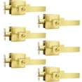 thumbnail image 1 of Levier de Porte de Passage en Laiton Doré Brossé Poignées de Porte Intérieures (Ensemble de Levier Antidérapant) pour Portes de Couloir Ou Garde-Robes Réversible pour Portes de Garde-Robe Côté Droit et Gauche Leviers de Porte d'Intérieur à Main, 1 of 8