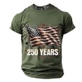 thumbnail image 3 of 250 Anniversary USA Shirt For Men American Falg Print Short Sleeve Patriotic July 4th T-Shirts Loose Crew Neck Basic Work Tee Vacation Clothes Army Army Green M, 3 of 3