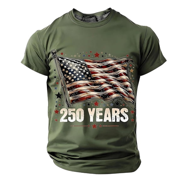 ibiyuan 250 Anniversary Usa Shirt Mens White T Shirts Men Shirts Crewneck Short Sleeve Shirts American Flag Knit Tees Going Out Tops