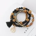 thumbnail image 2 of LISM Cute Wood Bead Bohemia Elastic Charms Bracelets & Bangles Wooden Beads Bracelet Multilayers Pulseras Women, 2 of 5