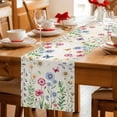 thumbnail image 5 of Spring Floral Table Runner - 48 Inch Long Pink Blue Flowers Butterfly Farmhouse Cotton and Linen Blended Dress Scarves Farmhouse Table Runner for Kitchen Dining, Coffee Table, 13" x 48", 5 of 8
