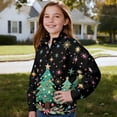thumbnail image 3 of Chaqlin Christmas Tree Zipper Sweatshirt for Kids Girls Quarter zip Up Pullover Lightweight Comfy Casual Long Sleeve Fall Winter Top Size 9-10, 3 of 7