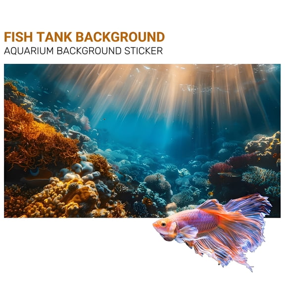 Aquarium Background, Background For Fish Tank , Sunshine Coral, Aquarium decor, Terrarium Background, Front Self-Adhesive 2D Flat Sticker