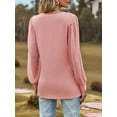 thumbnail image 3 of Women'S Blouses Dressy Casual V Neck Top Dot Balloon Long Sleeve Shirts Pink L, 3 of 8