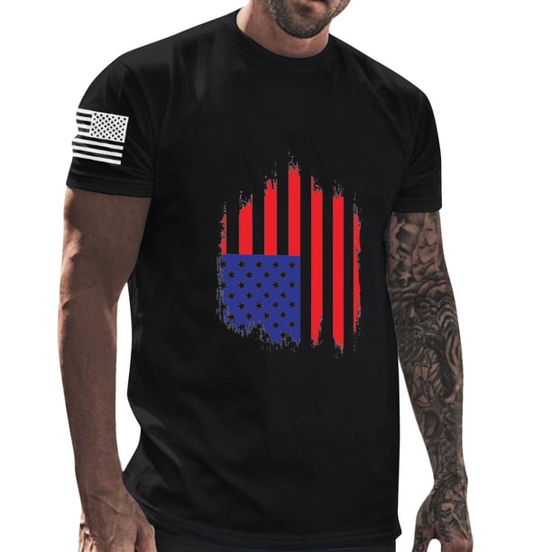 Mens Casual Pantalones Cortos Cuello Redondo Gradación Impresión Suéter Camiseta, Blusa Deportiva de Fitness para Hombres