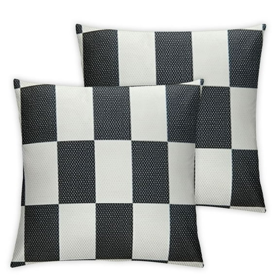 Acheng Pack of 2 Farmhouse Decor Christmas Pillow Covers Black White Buffalo Checked Plaids Fall Throw Pillow Covers Cushion Covers for Sofa Couch Outdoor Camping 12x12in