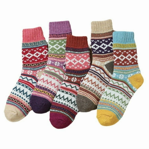 pares de calcetines de lana, calcetines térmicos para mujer, calcetines cálidos de invierno para mujer, calcetines de punto gruesos, calcetines de invierno para mujer, coloridos, cómodos y transp