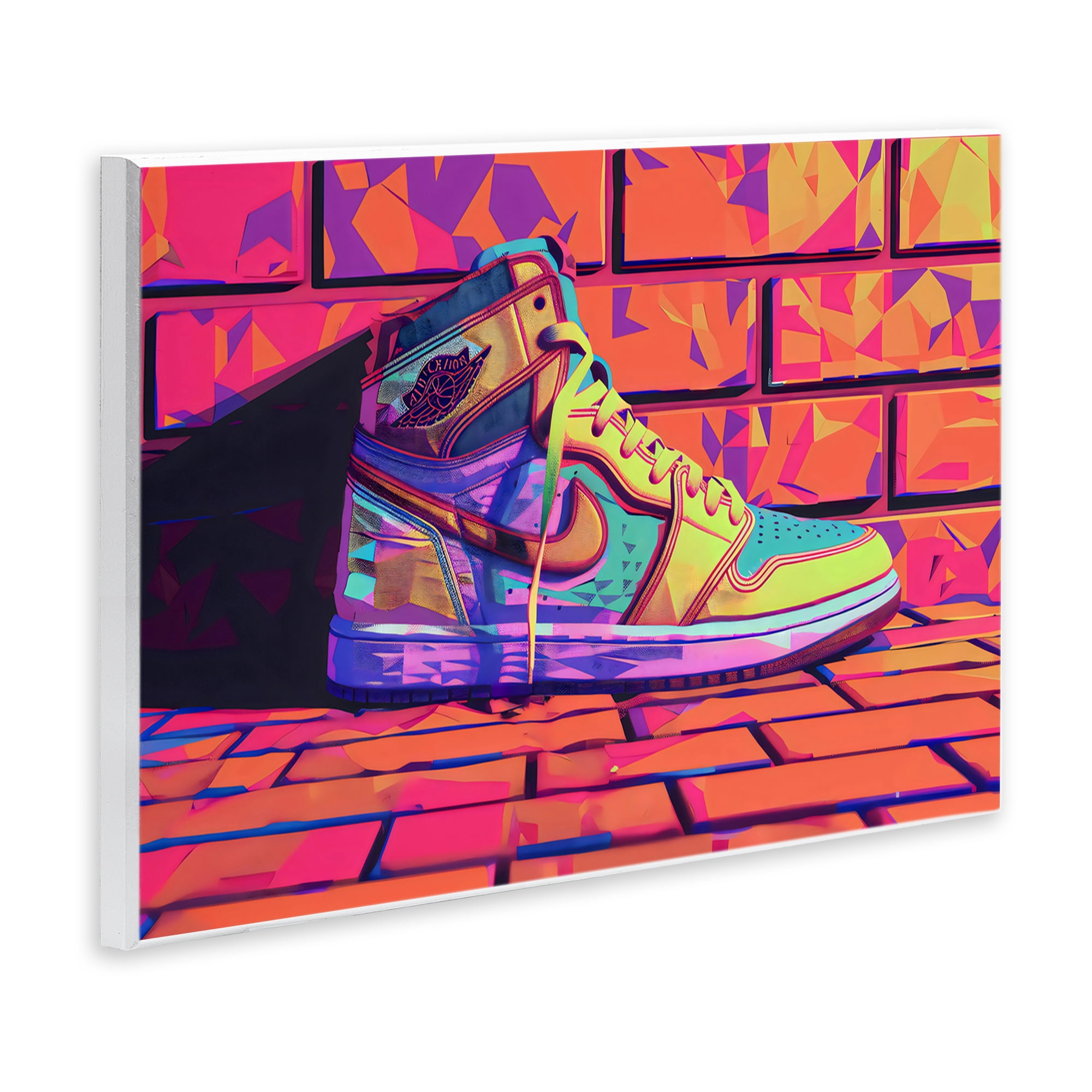 Stupell Industries Sneaker with Vibrant Geometric Hues Wall Plaque Art, design by Creative Studio