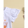 thumbnail image 6 of Wassery Toddler Girls Pants Set Fly Sleeve Letters Print Romper Tops+Flower Print Flare Pants +Headband 6M-4T Summer Casual Clothes Outfits, 6 of 9