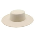 thumbnail image 1 of Minnieouse Sombrero de fieltro negro de moda para mujer, gorra Derby plana de ala ancha para iglesia, sombrero de copa suave de ajuste Universal, Sombreros Beige, 1 of 6