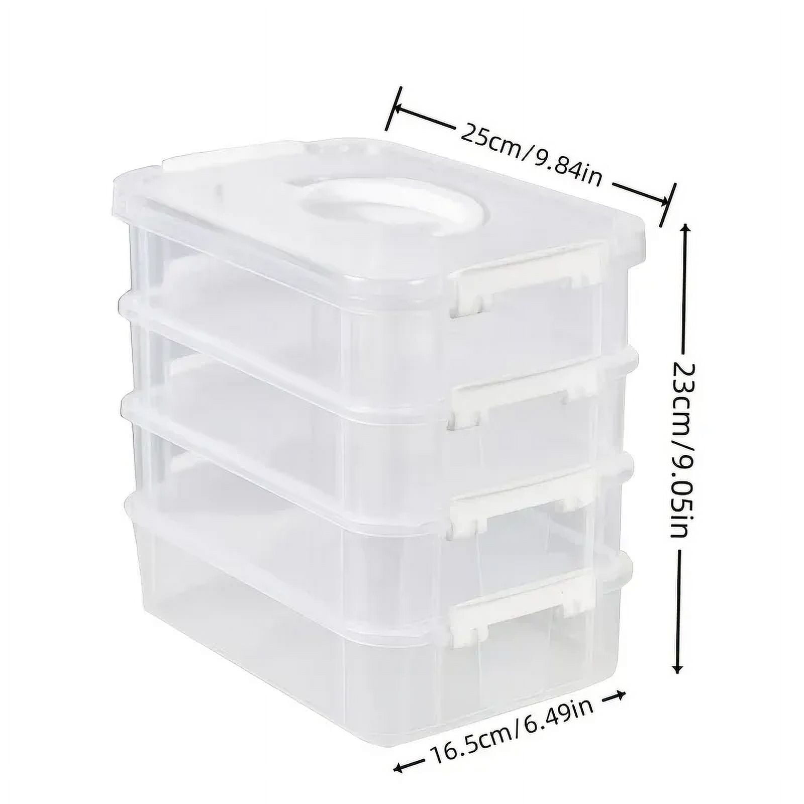 Extra Large 4-Tier Stackable Storage Box with Lid Clear Plastic Organizer Toy Building Block Storage Box