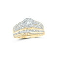 thumbnail image 2 of 10kt Yellow Gold His Hers Round Diamond Halo Matching Wedding Set 1-3/4 Cttw, 2 of 3