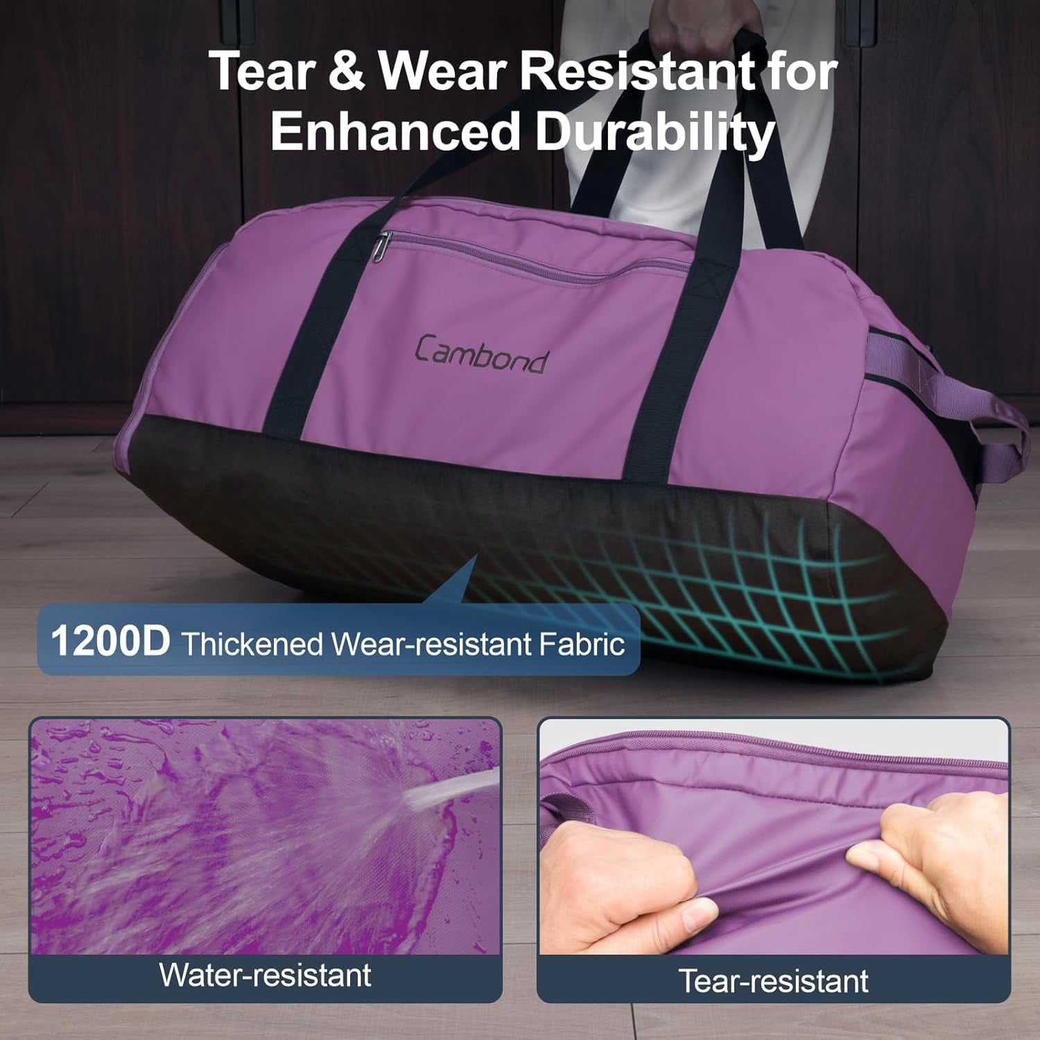 Airport Luggage Checked Bag - 80L Large Travel Duffle Bag for 5-7 Day Long Trip, Foldable Travel Duffel Bags for Traveling with Shoe Compartment for Men Women, Checked Luggage, Purple