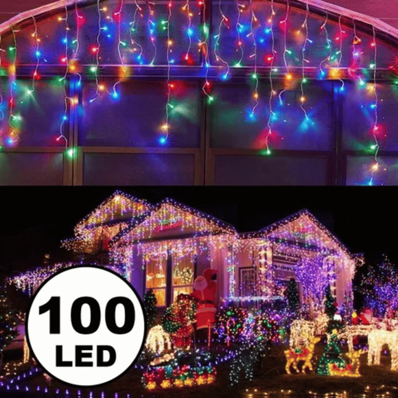 Serie Navideña en forma de cascada Luz Led 100 Luces 8 modos de luz